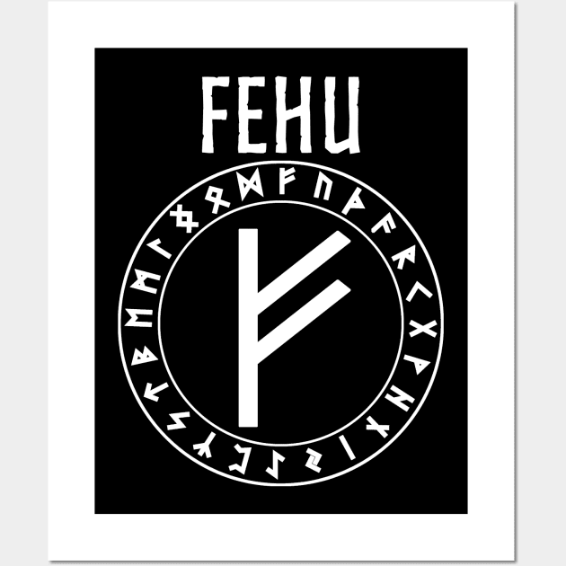 Fehu Norse Rune of Wealth and Prosperity Wall Art by AgemaApparel